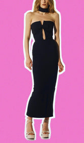 TRÄGERLOSES MAXIKLEID IN SCHWARZ
